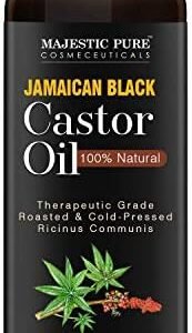 MAJESTIC PURE Jamaican Black Castor Oil for Hair Growth & Natural Skin Care – Roasted & Cold-Pressed – Massage, Scalp, Hair and Nails – 16 fl oz