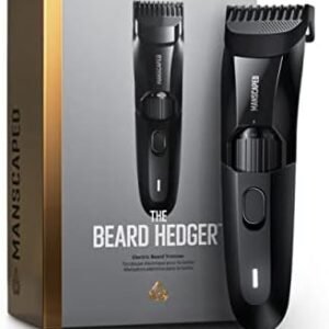 MANSCAPED® The Beard Hedger™ Premium Men’s Beard Trimmer, 20 Length Adjustable Blade Wheel, Stainless Steel T-Blade for Precision Facial Hair Trimming, Cordless Waterproof Wet/Dry Clipper