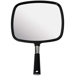 MIRRORVANA Large Hand Mirror with Comfy Handle – Black Portable Handheld Mirror – 9″ x 13″