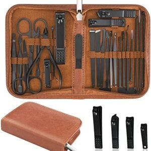 Manicure Set Professional Nail Clipper Kit-26 Pieces Stainless Steel Manicure Kit,Nail Care Tools with Luxurious Travel Case