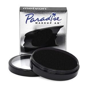 Mehron Makeup Paradise Makeup AQ Pro Size | Stage & Screen, Face & Body Painting, Special FX, Beauty, Cosplay, and Halloween | Water Activated Face Paint & Body Paint 1.4 oz (40 g) (Black)