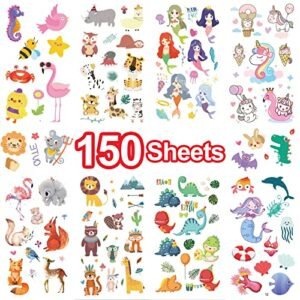 Metker 150 sheets(1700 patterns) Kids Waterproof Temporary Tattoos Children’s Unicorn Animals Suitable For Birthday Parties,Group Activities,Toy Goody Bag Stuffers