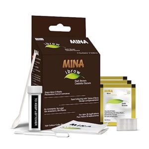 MinaiBrow Tint Kit Dark Brown | Natural Spot Coloring Brow Tinting Powder, Water & Smudge Proof Tint | Instant Brow Dye Kit, 100% Gray Converge Upto 30 Applications