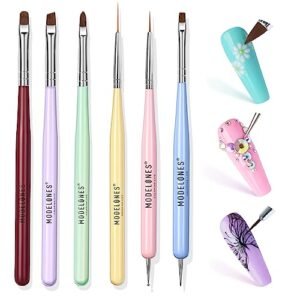 Modelones Nail Art Brush Set, Nail Art Tools with Nail Polish Brush, Nail Extension Gel Brush, Nail Liner Brush, Nail Carved Brush, Nail Dotting Pen, and Builder Nail Gel Brush for Salon at Home DIY