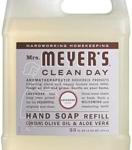 Mrs. Meyer’s Clean Day Liquid Hand Soap Refill, Cruelty Free and Biodegradable Formula, Lavender Scent, 33 Fl Oz (Pack of 1)