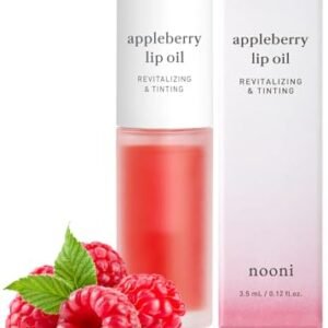 NOONI Korean Lip Oil – Appleberry | Lip Stain, Gift, Long-Lasting, Moisturizing, Plumping, Revitalizing, and Tinting for Dry Lips with Raspberry Fruit Extract, 0.12 Fl Oz