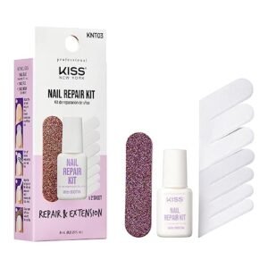 Nail Repair Kit for Damage Nails, Broken Cracked and Weak Nails, Biotin Infused Nail Glue, Nail File, and 2 Nail Wraps, Made in Korea