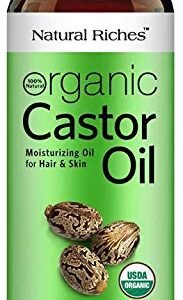 Natural Riches Organic Castor Oil – Cold Pressed and USDA Certified for Dry Skin and Hair – Moisturizes and Helps Growth for Eyelashes, Eyebrows and Hair – 16 fl. oz.