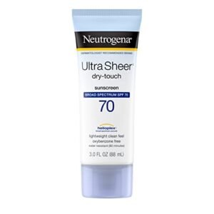 Neutrogena Ultra Sheer Dry-Touch Water Resistant and Non-Greasy Sunscreen Lotion with Broad Spectrum SPF 70, 3 Fl Oz (Pack of 1)