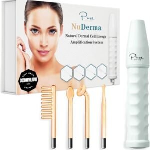 NuDerma Portable Handheld Skin Therapy Wand Machine w/Neon – Anti-Aging – Skin Tightening – Wrinkle Reducing – Dark Circles – Clarifying – Hair & Scalp Stimulator