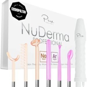 NuDerma Professional Skin Therapy Wand – Portable Skin Therapy Machine with 6 Neon & Argon Wands – Boost Your Skin – Clear Firm & Tighten