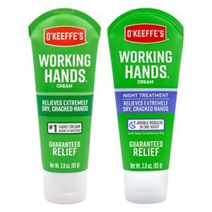 O’Keeffe’s Working Hands Hand Cream, 3 oz Tube and Night Treatment Hand Cream, 3 oz Tube