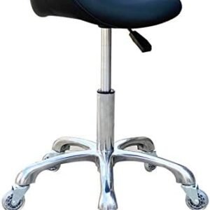 Professional Saddle Stool with Wheels Ergonomic Swivel Rolling Height Adjustable for Clinic Dentist Beauty Salon Tattoo Home Office (Black)