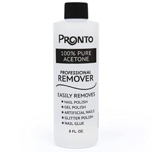 Pronto 100% Pure Acetone – Quick, Professional Nail Polish Remover – For Natural, Gel, Acrylic, Sculptured Nails (8 FL. OZ.)