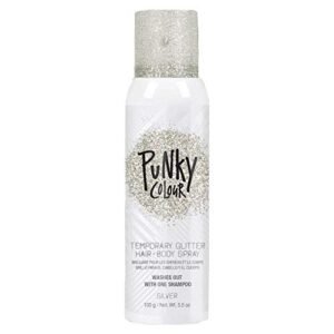 Punky Temporary Hair and Body Glitter Color Spray, Travel Spray, Lightweight, Adds Sparkly Shimmery Glow, Perfect to use On Hair, Skin, or Clothing, 3.5 oz – SILVER