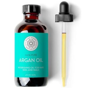 Pure Body Naturals Argan Oil for Skin and Face, 4 fl oz – Cold Pressed, Light, Pure Argan Oil for Hair – Aceite de Argan