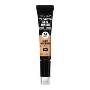 Revlon ColorStay Skin Awaken 5-in-1 Concealer, Lightweight, Creamy Longlasting Face Makeup with Caffeine & Vitamin C, For Imperfections, Dark Circles & Redness, 040 Medium, 0.27 fl oz