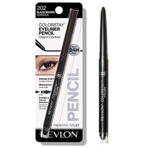 Revlon Pencil Eyeliner, ColorStay Eye Makeup with Built-in Sharpener, Waterproof, Smudge-proof, Longwearing with Ultra-Fine Tip, 202 Black Brown, 0.01 oz