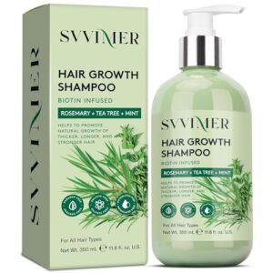 Rosemary Hair Growth Shampoo: Thickening and Regrowth Formula for Men & Women – Rosemary Mint Strengthening Shampoo with Tea Tree Oil Biotin – For Thinning Hair and Hair Loss 11.8 fl.oz