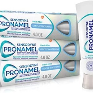 Sensodyne Pronamel Gentle Teeth Whitening Enamel Toothpaste for Sensitive Teeth, to Reharden and Strengthen Enamel, Amazon Exclusive, Fresh Mint – 4 Ounces (Pack of 3)