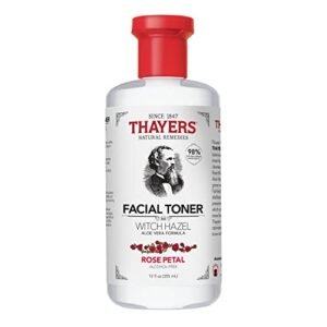 Thayers Alcohol-Free, Hydrating Rose Petal Witch Hazel Facial Toner with Aloe Vera Formula, Vegan, Dermatologist Tested and Recommended, 12 Oz