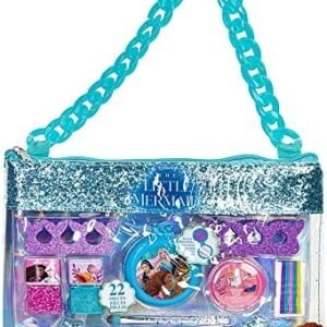 The Little Mermaid- Townley Girl 11pc Makeup Filled Chain Bag with Peel-Off Nail Polish, Eyeshadow, Hair Accessories, Body Glitter & More| Makeup Kit for Kids & Girls| Ages 3+