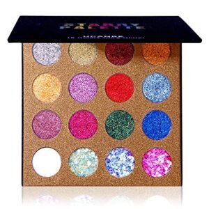 UCANBE Pro Glitter Eyeshadow Palette – Professional 16 Colors – Chunky & Fine Pressed Glitter Eye Shadow Powder Makeup Pallet Highly Pigmented Ultra Shimmer for Face Body