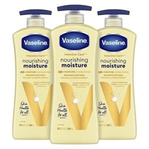 Vaseline Intensive Care Nourishing Moisture Body Lotion for Dry Skin, Made with Ultra-Hydrating Lipids + Pure Oat Extract for Nourished, Healthy-Looking Skin 20.3 oz, 3ct