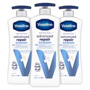 Vaseline Intensive Care Unscented Advanced Repair Body Lotion – Ultra-Hydrating with Lipids for Extremely Dry Skin, 20.3 oz, Pack of 3