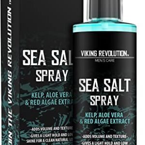 Viking Revolution Sea Salt Spray for Hair Men – Texturizing with Kelp, Aloe Vera & Red Algae Extract Surf to Add Volume and Texture Beach 8oz