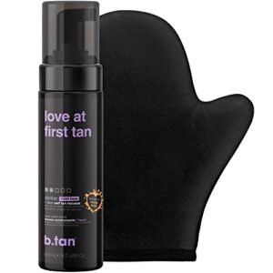 b.tan Violet Self Tanner Kit | Fall In Love at First Tan Bundle – Dark Self Tan Mousse w Self Tanning Mitt Applicator, 1 Hour Sunless Tanner, Fast Self Tan, No Fake Tan Smell, Vegan, 6.7 Fl Oz