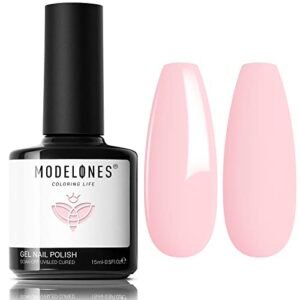 modelones Gel Nail Polish, 1PCS 15ML Light Pink Color Gel Nail Polish Soak Off Baby Pink Spring Gel Polish Nail Art Starter Manicure Salon DIY at Home, Easter Gel Nail Gift for Women Girlfriend