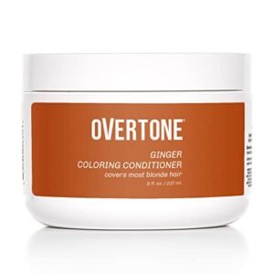 oVertone Haircare Semi-Permanent Color Depositing Conditioner with Shea Butter & Coconut Oil, Ginger, Cruelty-Free, 8 oz