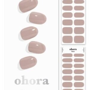 ohora Semi Cured Gel Nail Strips (N Cream Beige) – Works with Any Nail Lamps, Salon-Quality, Long Lasting, Easy to Apply & Remove – Includes 2 Prep Pads, Nail File & Wooden Stick – Beige